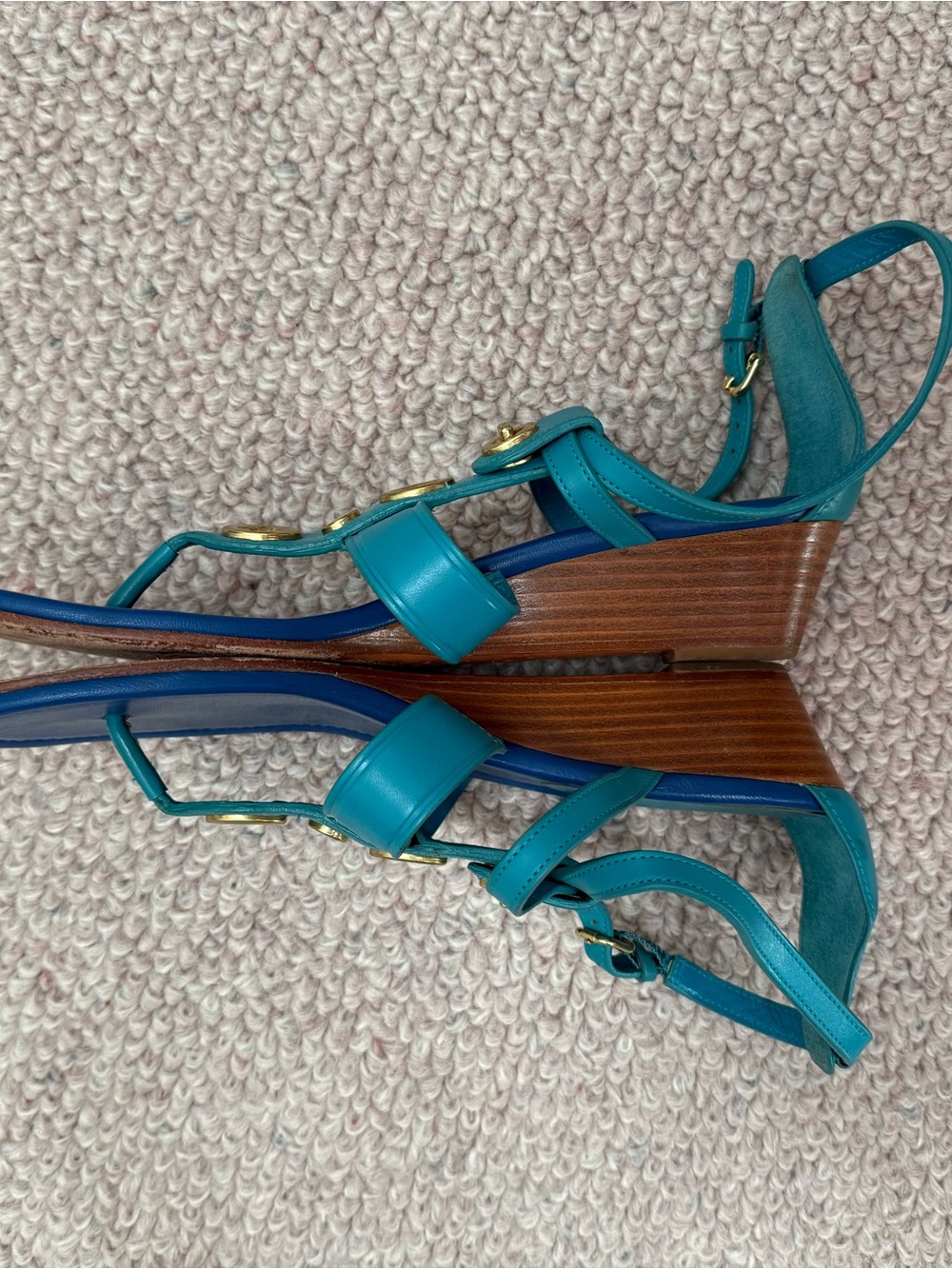 Genuine Coach Blue and Teal
Gladiator Sandals with Adjustable Straps - Picture 4 of 11